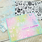 Easter Themed Pastel Foiled Card with Eggs and Bunnies