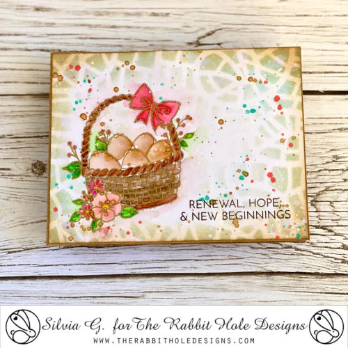 The Rabbit Hole Designs Easter Basket Clear Stamps trh-227 basket of eggs