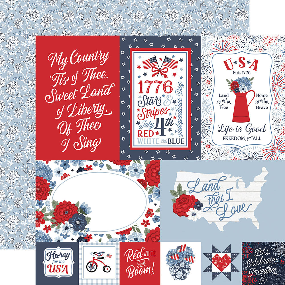 Echo Park All American 12 x 12 Collection Kit all501016 Red White And Boom Sentiments