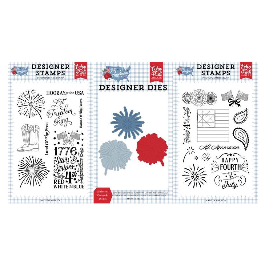 Echo Park All American Fireworks Clear Stamps And Dies Bundle