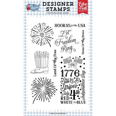 Echo Park All American Fireworks Clear Stamps And Dies Bundle Patriotic all501044