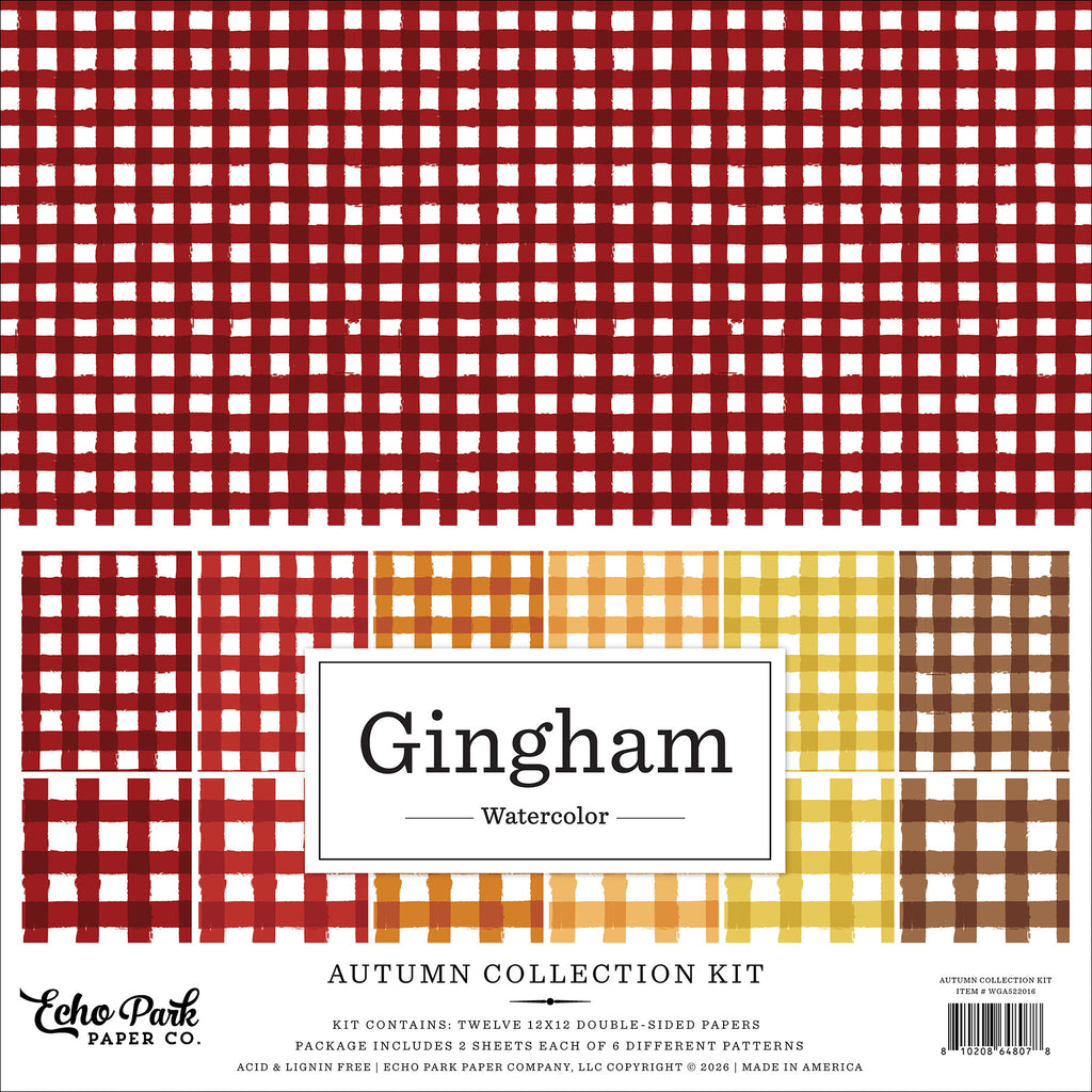 Echo Park Autumn Watercolor Gingham 12 x 12 Collection Kit wga522016