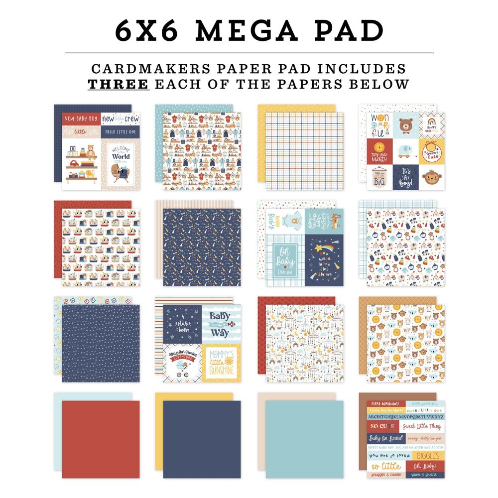 Echo Park Baby On Board Boy 6 x 6 Mega Paper Pad bob415031 Detailed Product Image