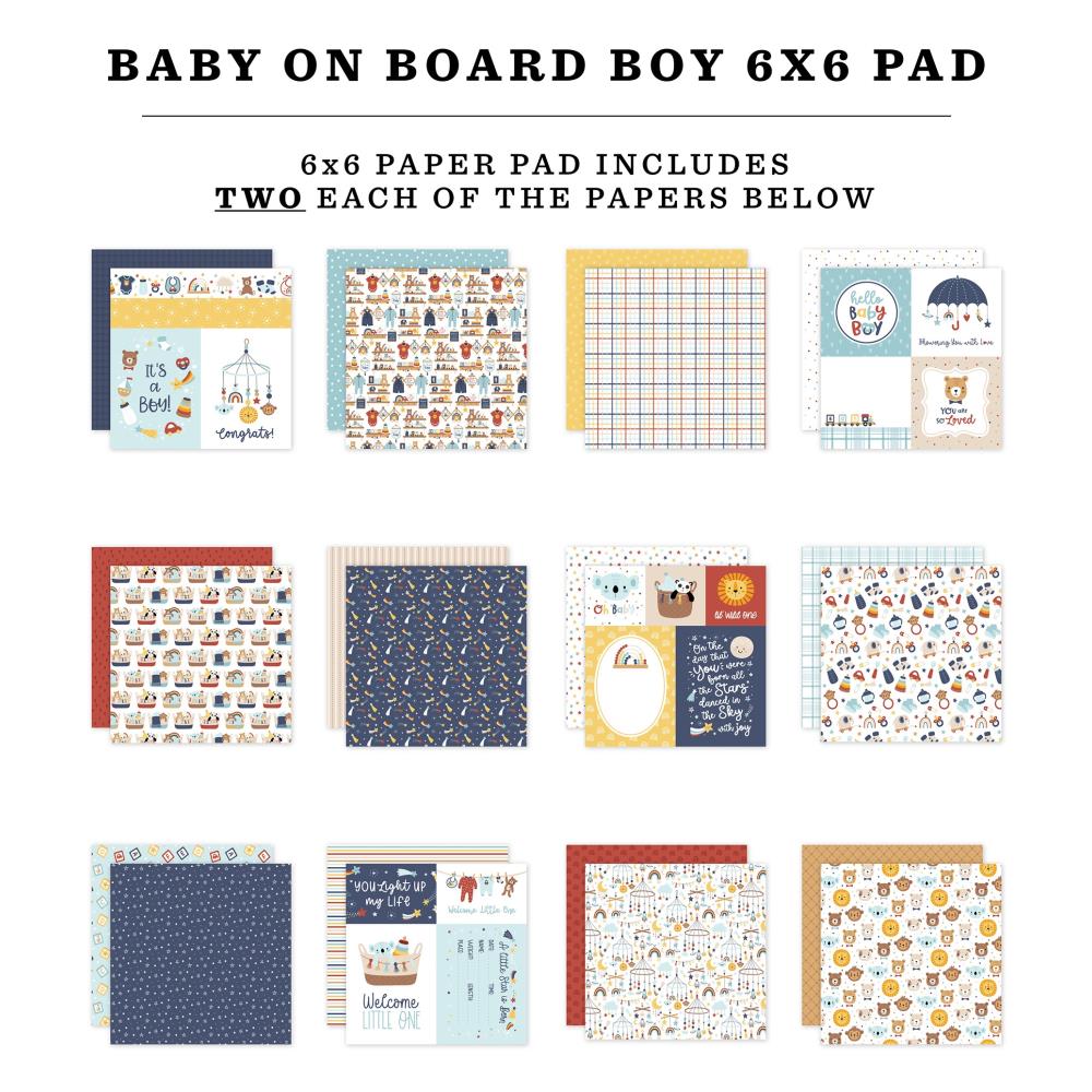 Echo Park Baby On Board Boy 6 x 6 Paper Pad bob415023 Detailed Product View
