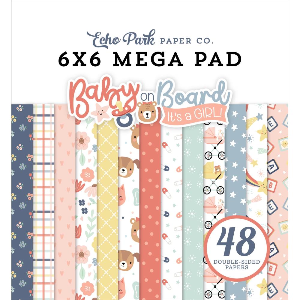 Echo Park Baby On Board Girl 6 x 6 Mega Paper Pad bog414031