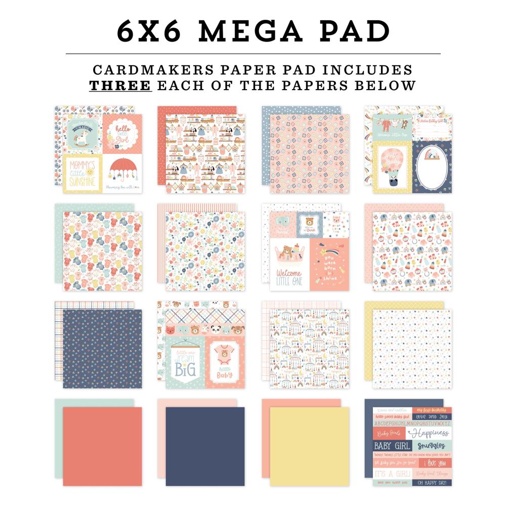 Echo Park Baby On Board Girl 6 x 6 Mega Paper Pad bog414031 Detailed Product View