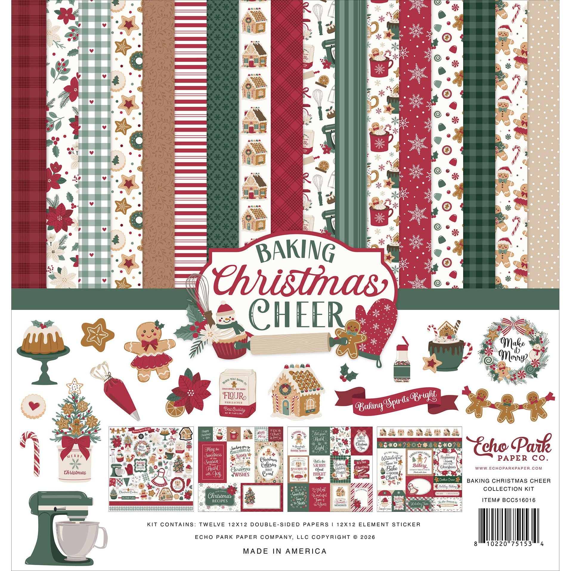 Echo Park Baking Christmas Cheer 12 x 12 Collection Kit bcc516016