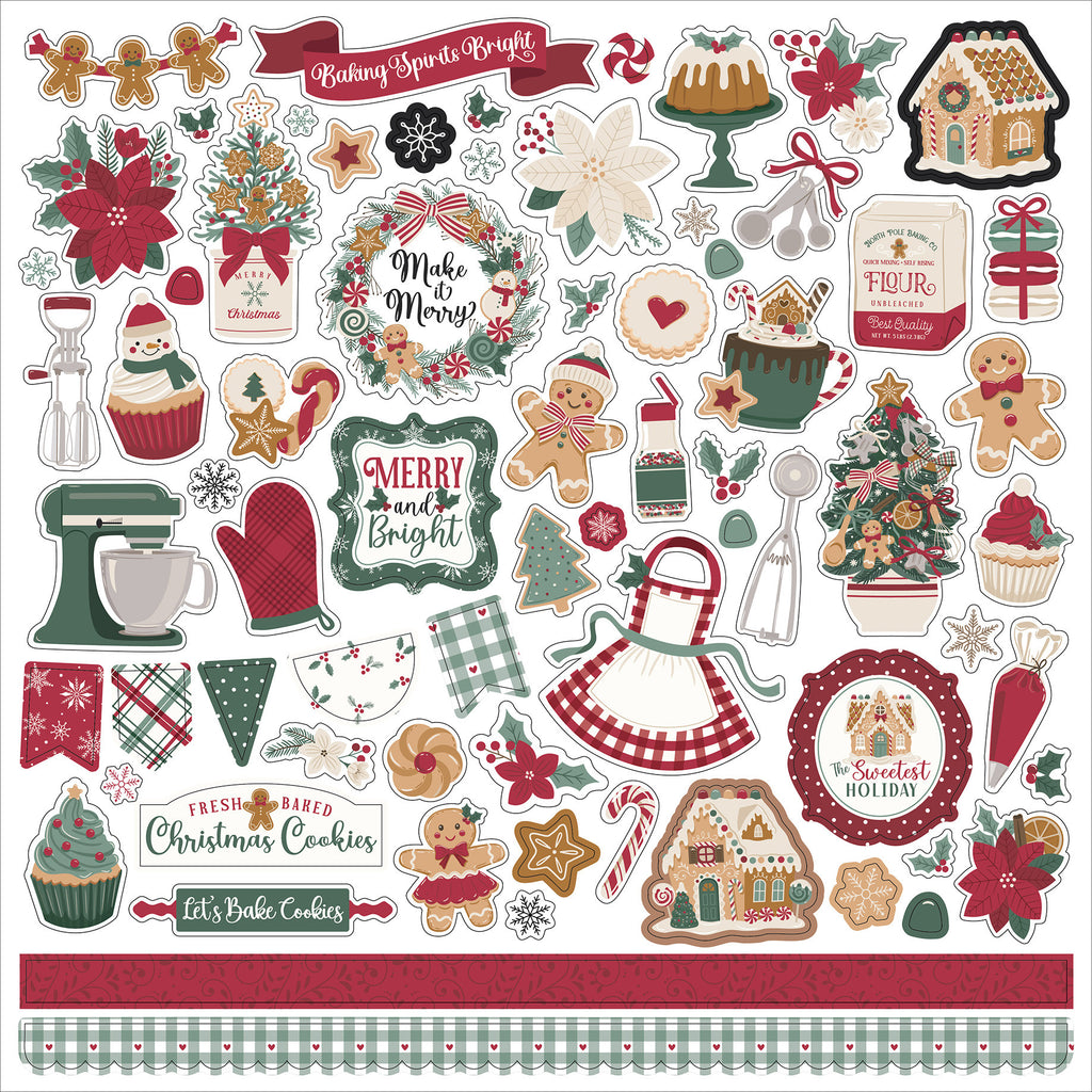 Echo Park Baking Christmas Cheer 12 x 12 Collection Kit bcc516016 Element Stickers