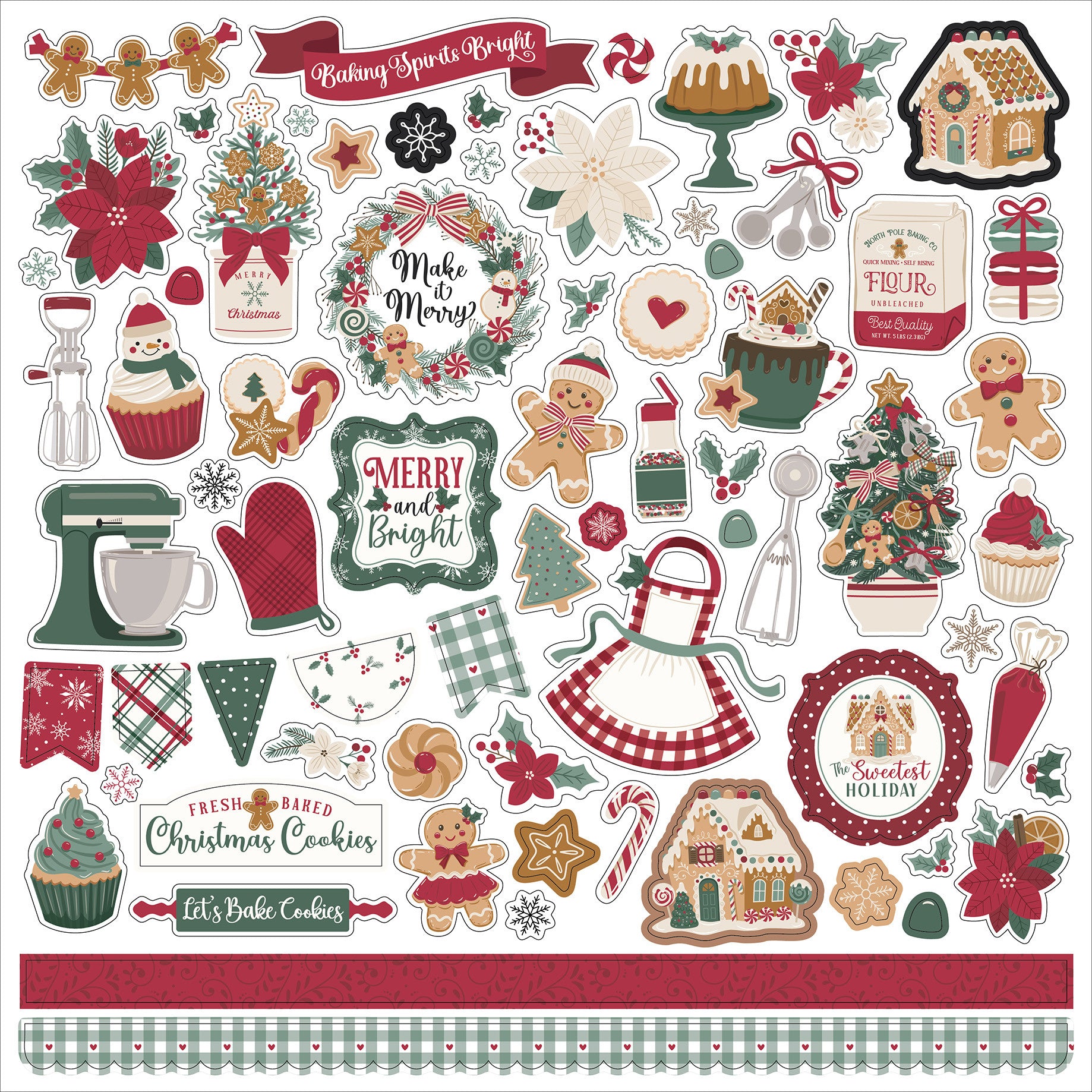 Echo Park Baking Christmas Cheer 12 x 12 Collection Kit bcc516016 Element Stickers