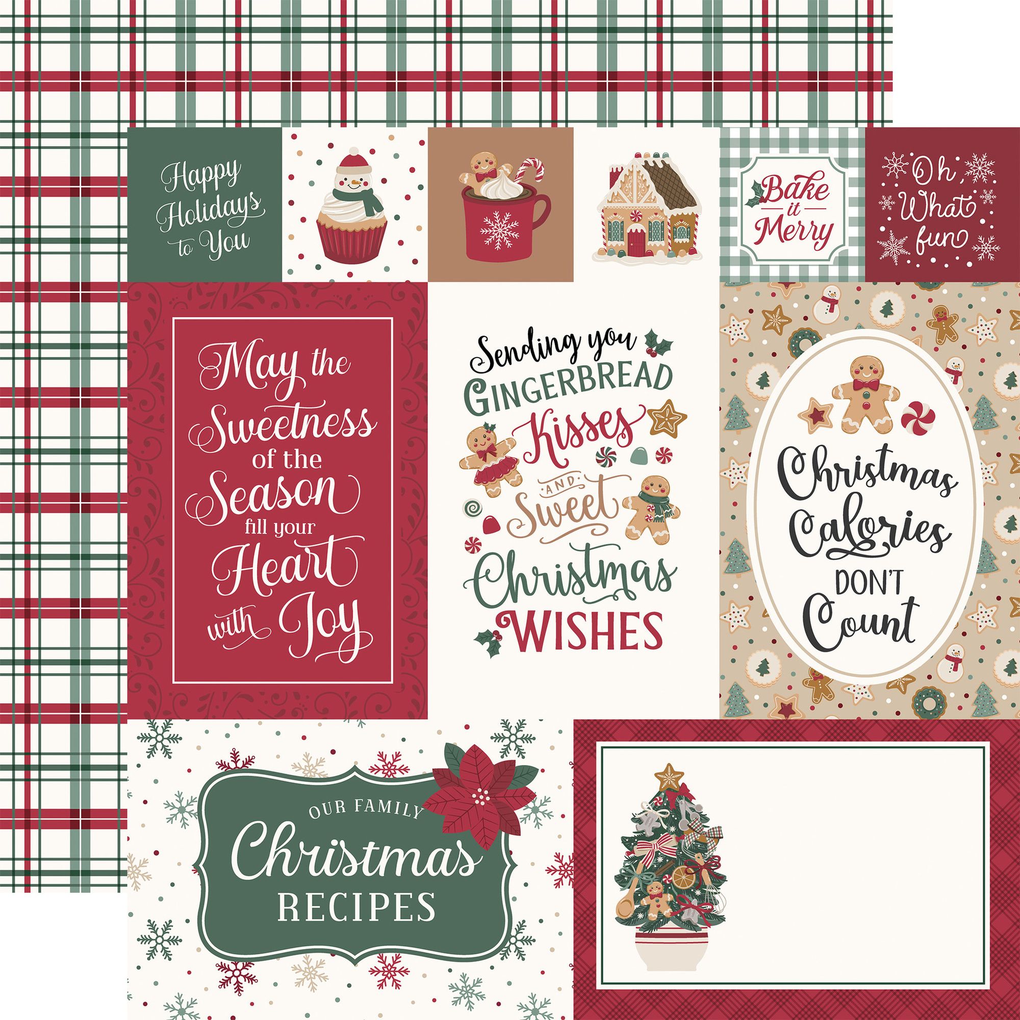 Echo Park Baking Christmas Cheer 12 x 12 Collection Kit bcc516016 Happy Holidays Sentiments