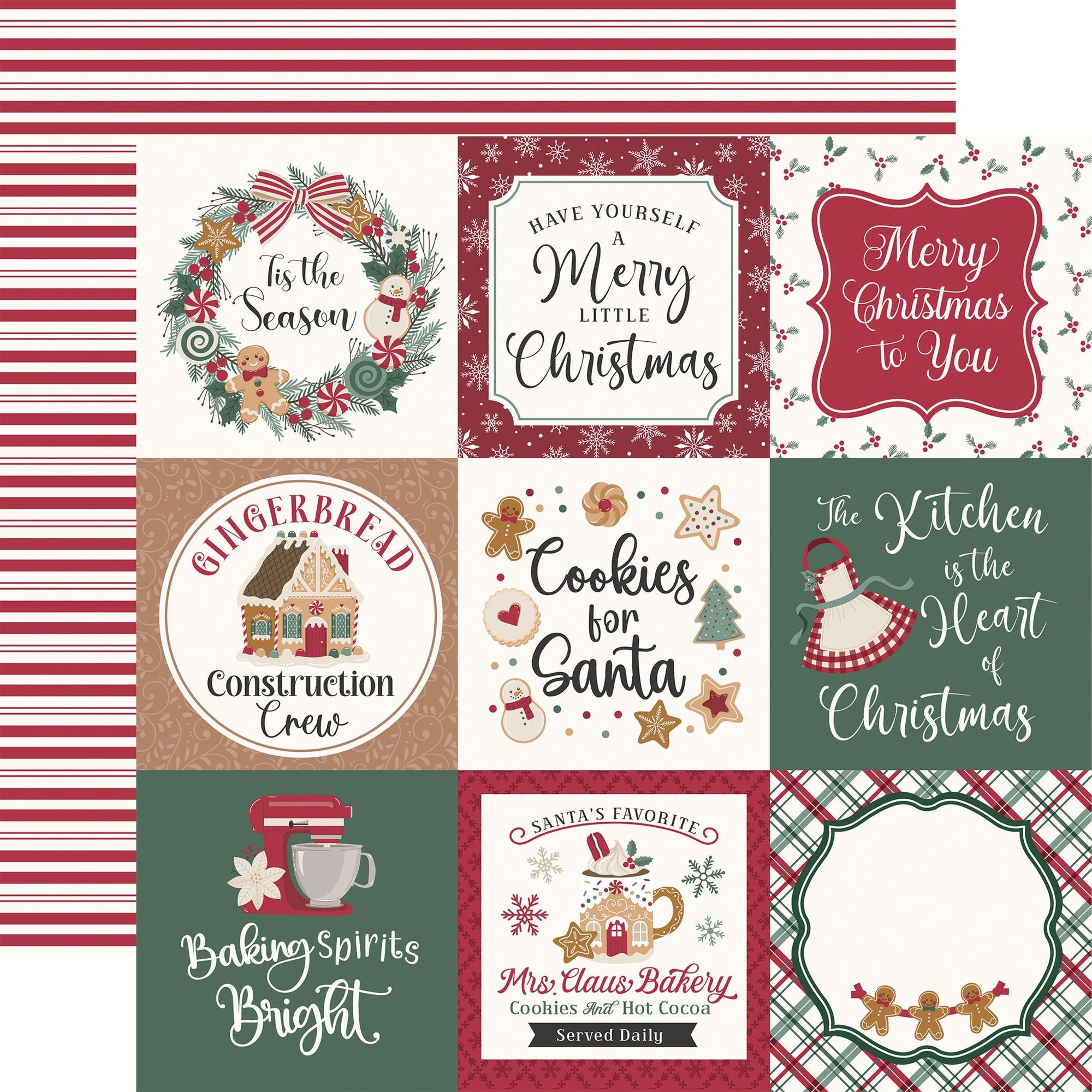 Echo Park Baking Christmas Cheer 12 x 12 Collection Kit bcc516016 Holiday Gingerbread Sentiments