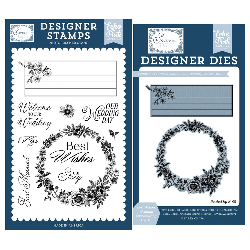 Echo Park Best Wishes Wedding Clear Stamps And Dies Bundle