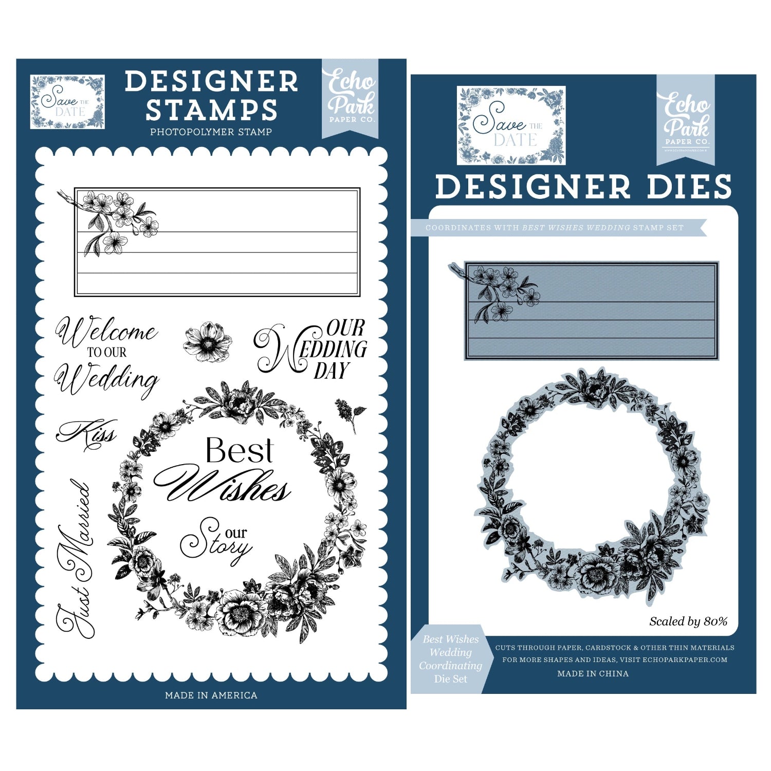 Echo Park Best Wishes Wedding Clear Stamps And Dies Bundle