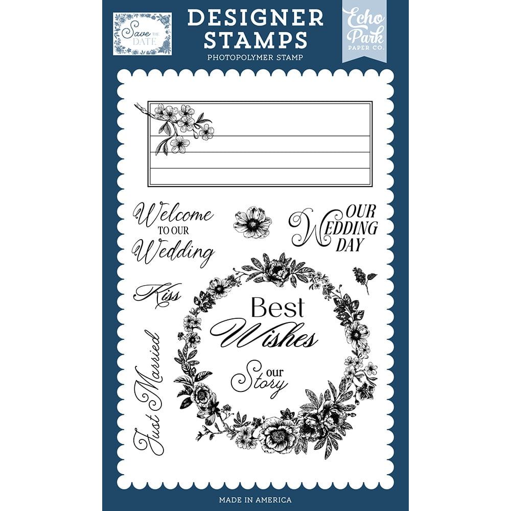 Echo Park Best Wishes Wedding Clear Stamps std498045 Just Married Sentiments