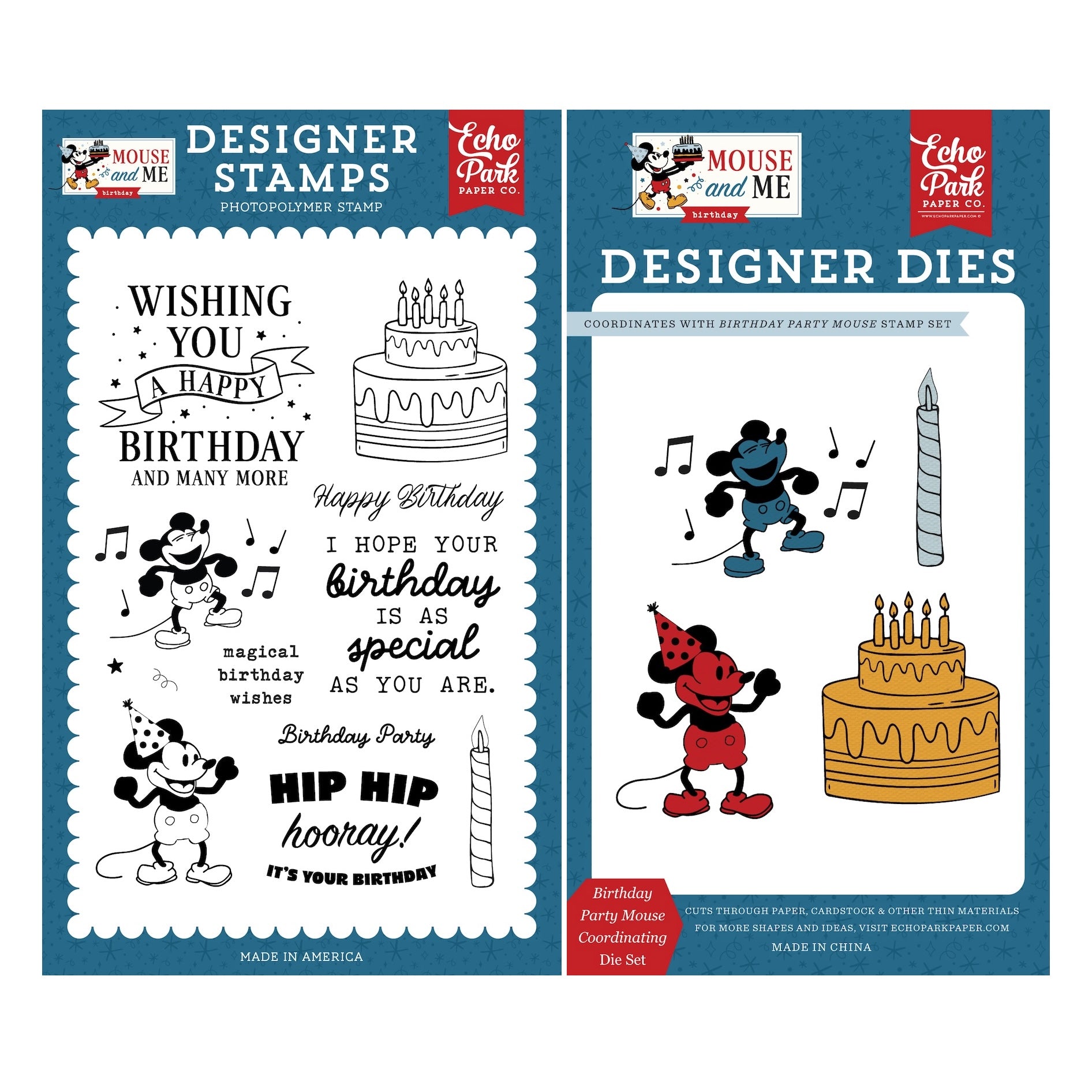 Echo Park Birthday Party Mouse Clear Stamps And Dies Bundle