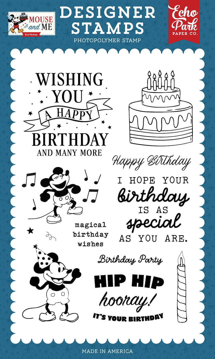 Echo Park Birthday Party Mouse Clear Stamps And Dies Bundle MMB509046 Clear Stamps Alone