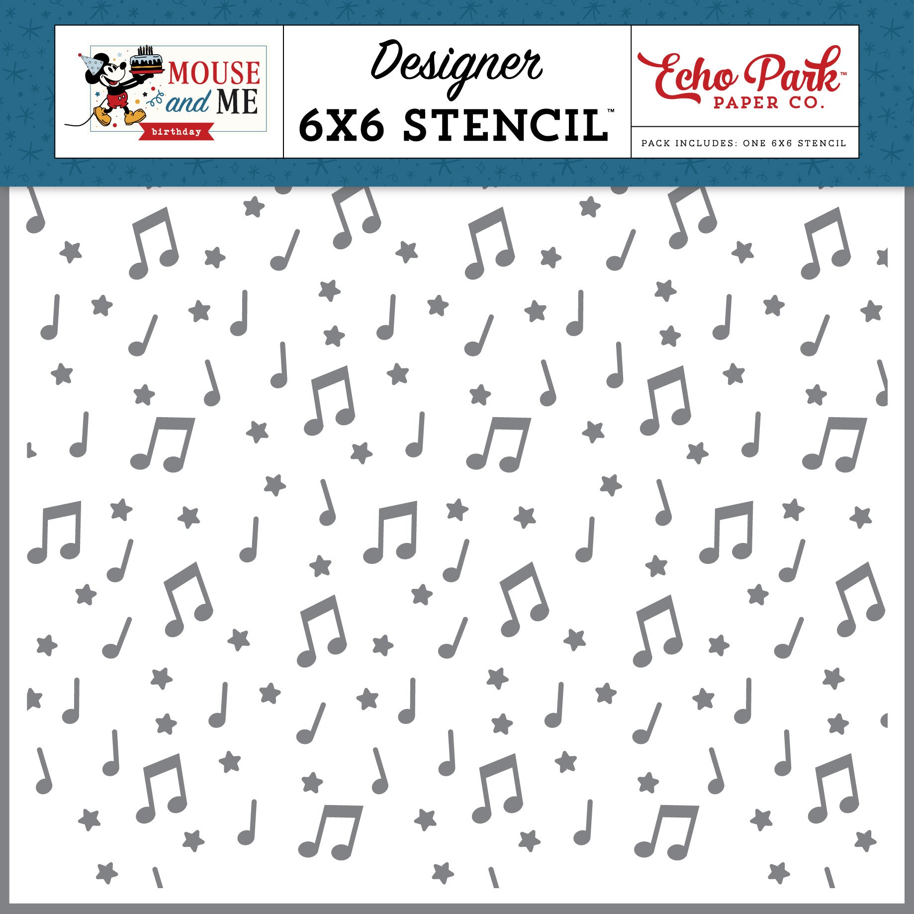 Echo Park Birthday Song Notes 6 x 6 Stencil mmb509036