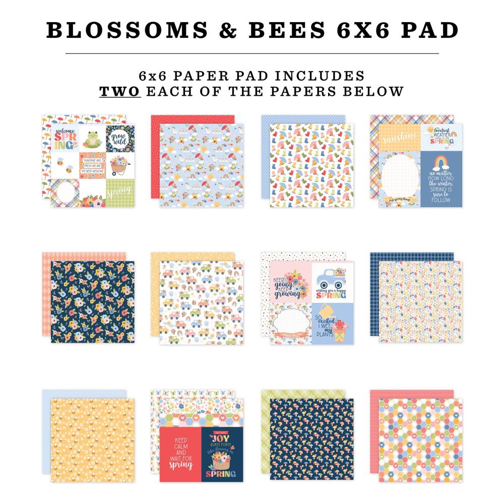 Echo Park Blossoms And Bees 6 x 6 Paper Pad blb413023 Detailed Images
