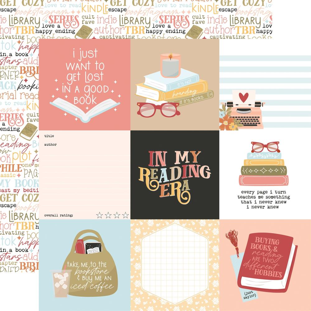 Echo Park Bookish 12 x 12 Collection Kit bsh475016 4X4 Journaling Cards