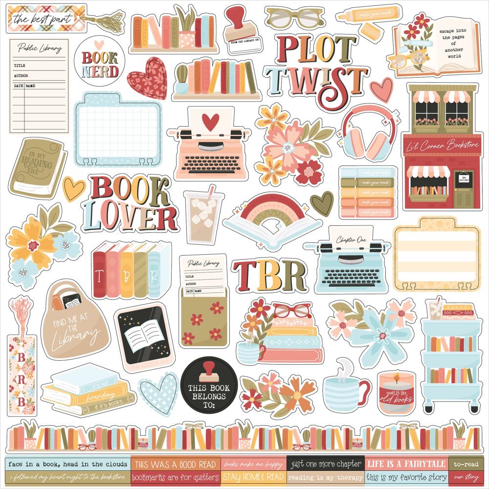 Echo Park Bookish 12 x 12 Collection Kit bsh475016 Cardstock Stickers