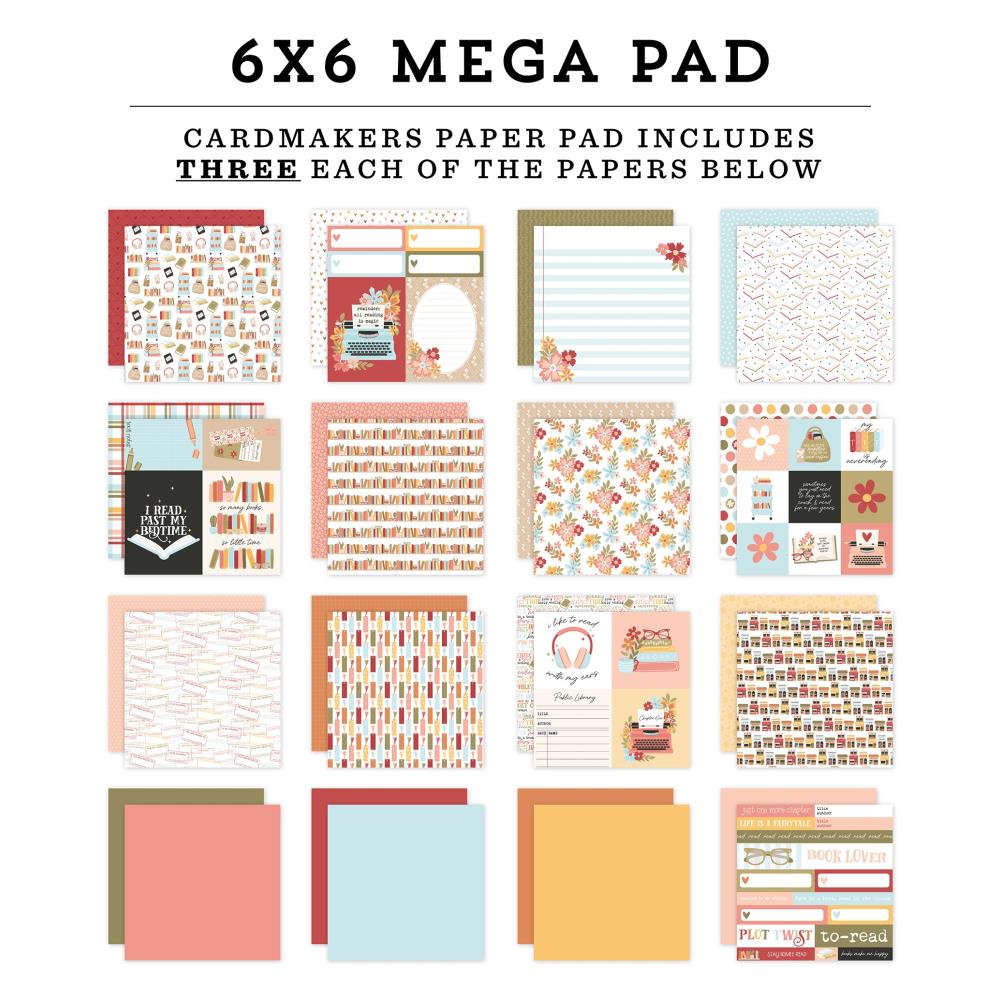 Echo Park Bookish 6 x 6 Mega Paper Pad bsh475031 Detailed Images