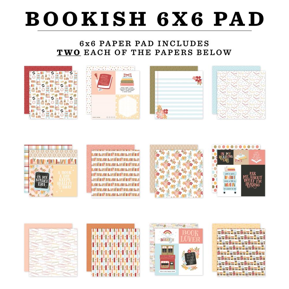 Echo Park Bookish 6 x 6 Paper Pad bsh475023 Detailed Images