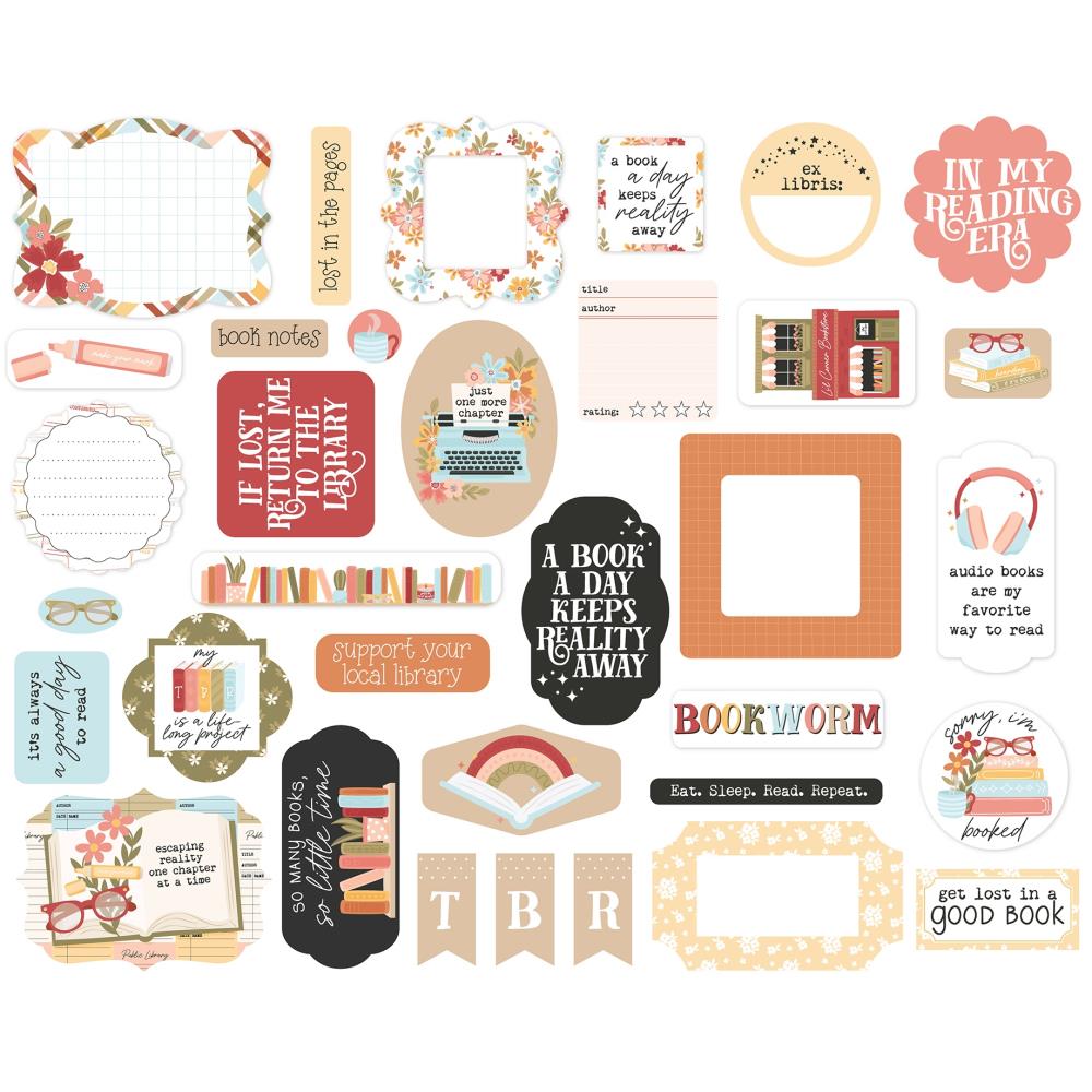 Echo Park Bookish Ephemera bsh475024 Reading Sentiments