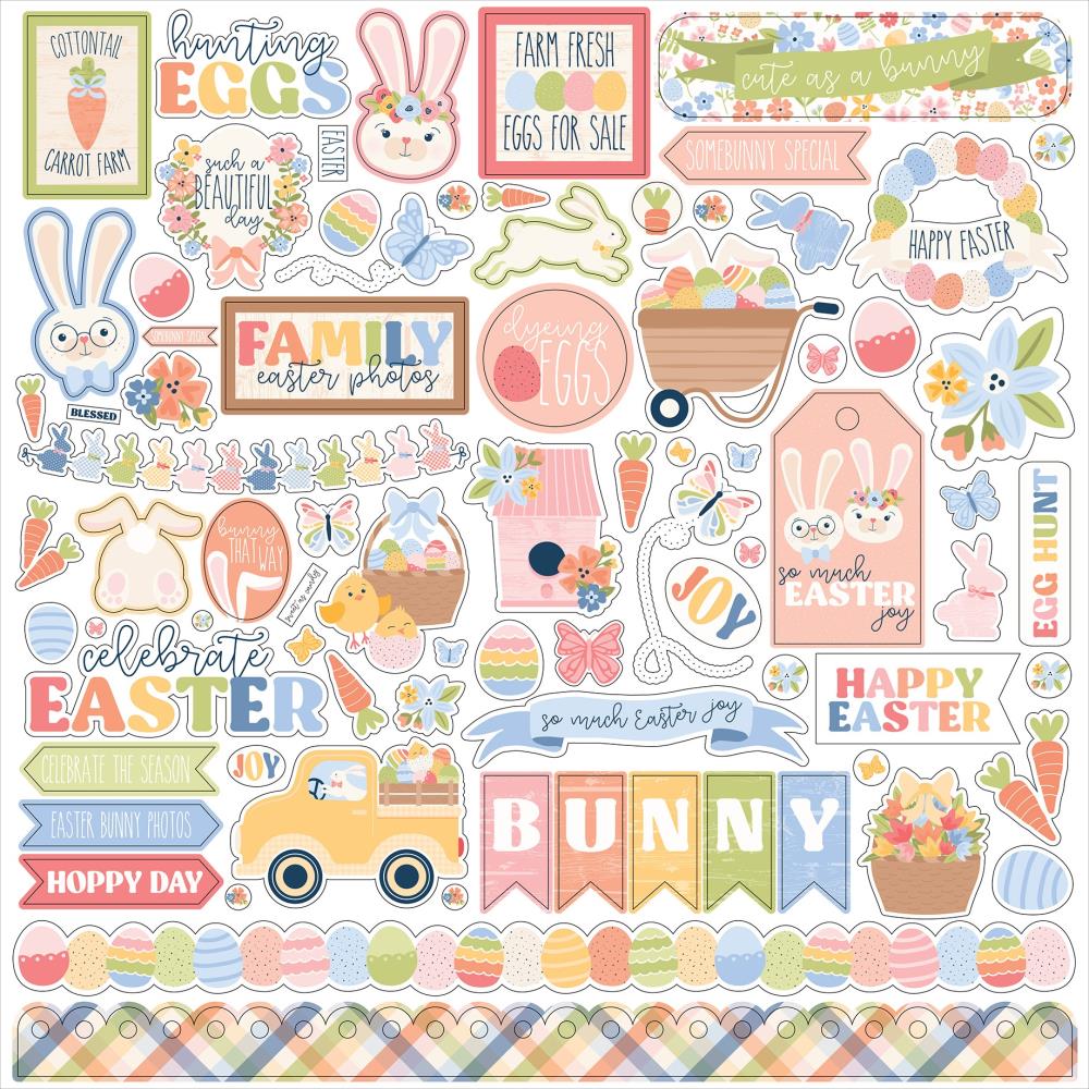 Echo Park Bunnies And Baskets 12 x 12 Collection Kit bub412016 Cardstock Stickers
