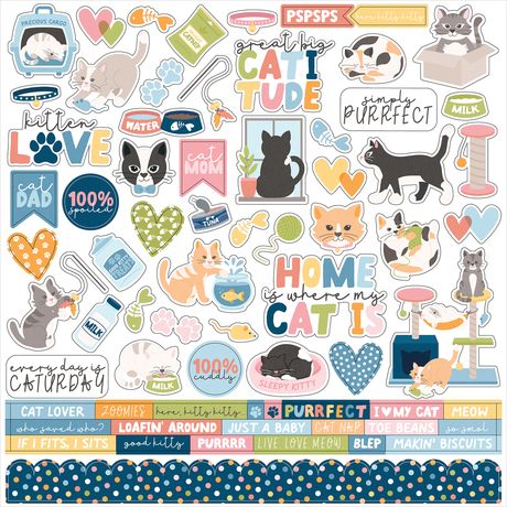Echo Park Cat Lover 12 x 12 Collection Kit cl506016 Cardstock Stickers