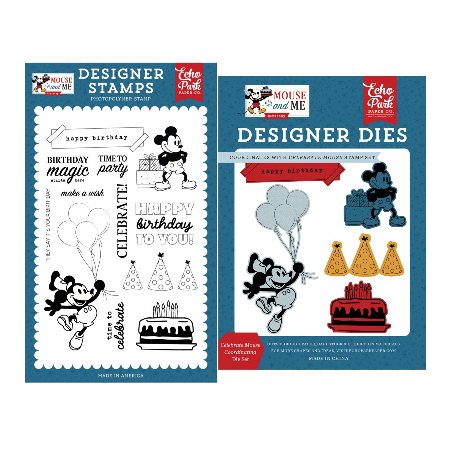 Echo Park Celebrate Mouse Clear Stamps And Dies Bundle