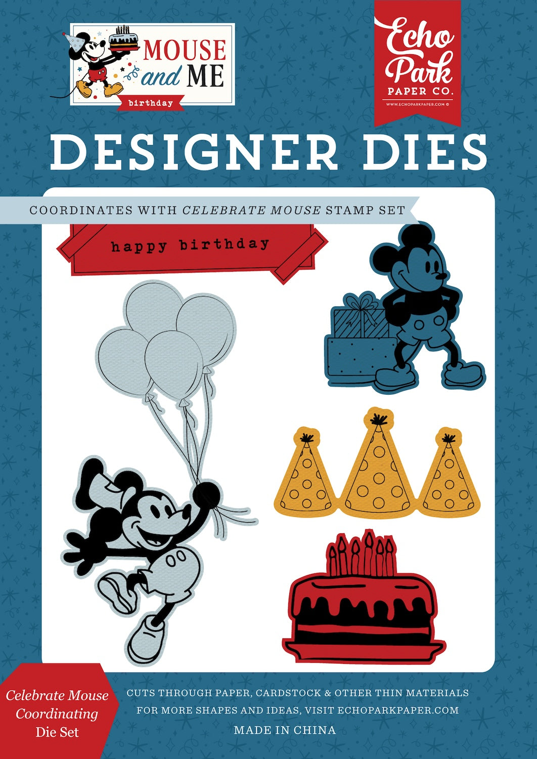 Echo Park Celebrate Mouse Clear Stamps And Dies Bundle MMB509042 Dies Packaged