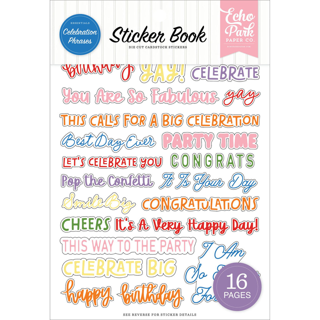 Echo Park Celebration Phrases Sticker Book cep533029
