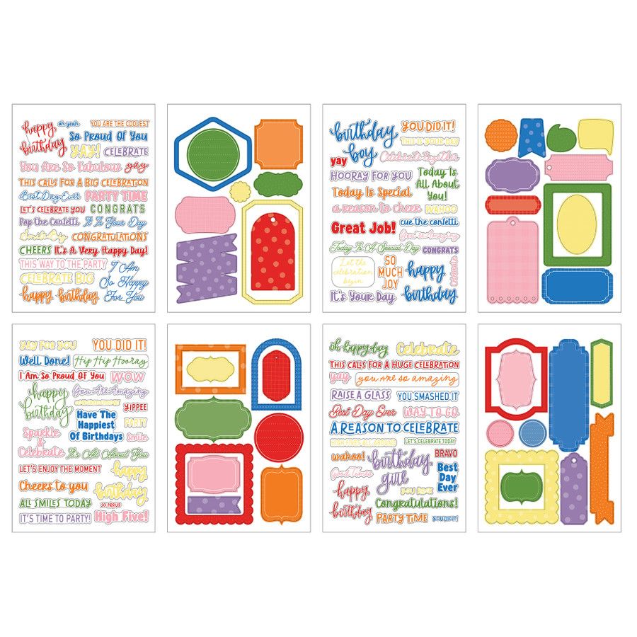 Echo Park Celebration Phrases Sticker Book cep533029 Positive Sentiments