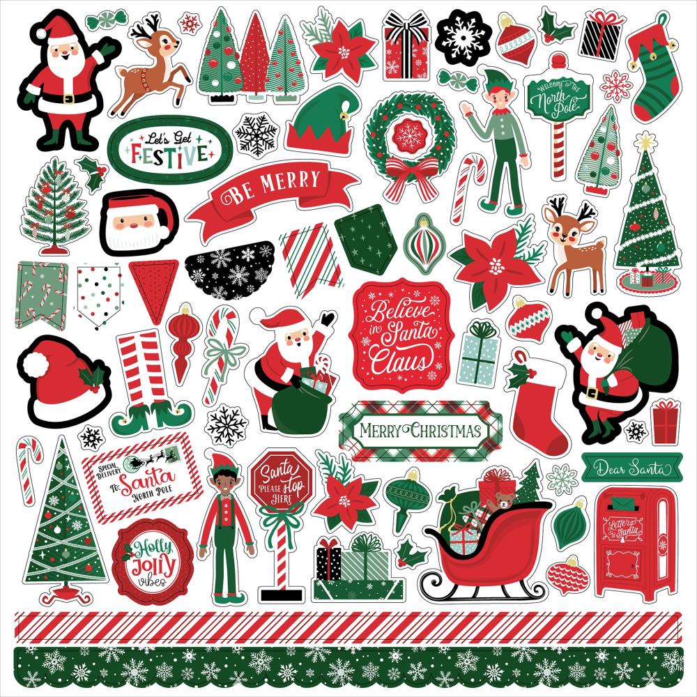 Echo Park Christmas Express 12 x 12 Mega Bundle sce455050 Cardstock Stickers