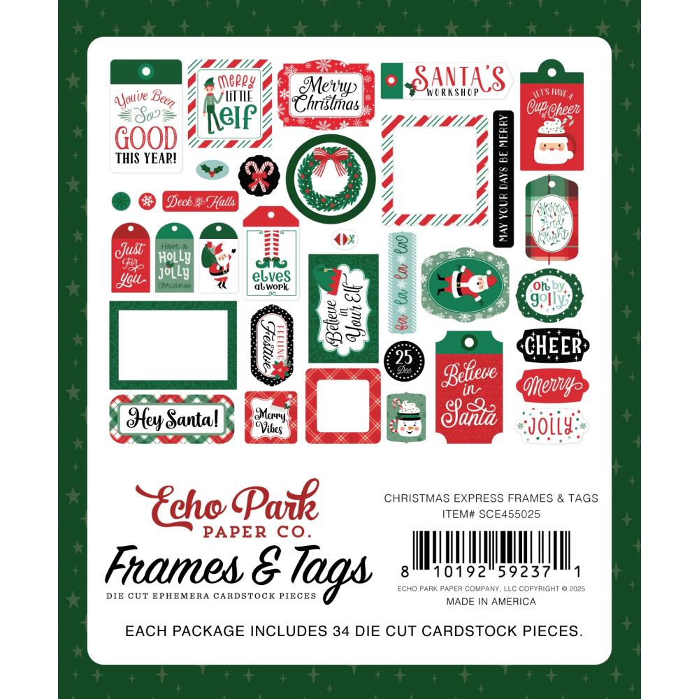 Echo Park Christmas Express Frame And Tags sce455025 Packaging View