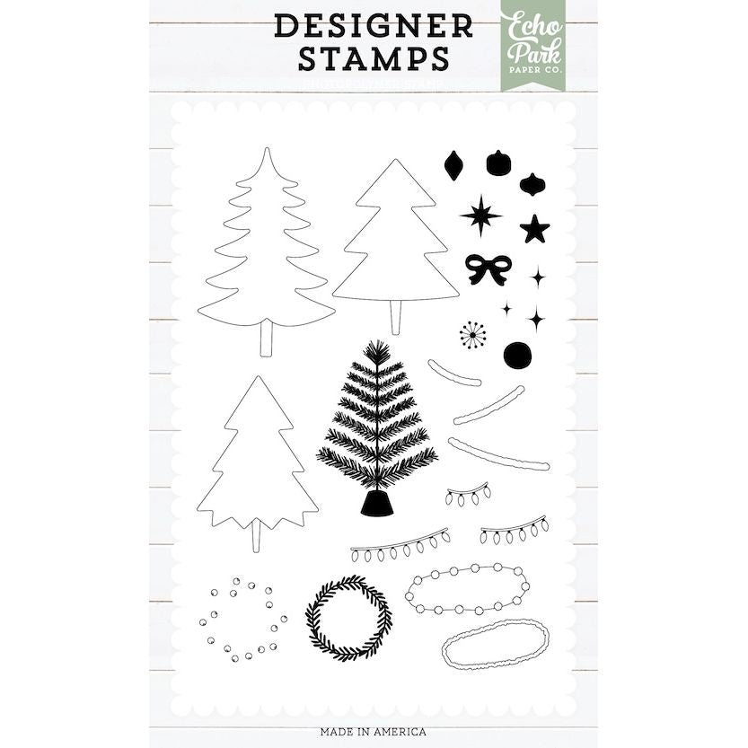 Echo Park Christmas Trees Stamps And Dies Bundle EPSTAMP218