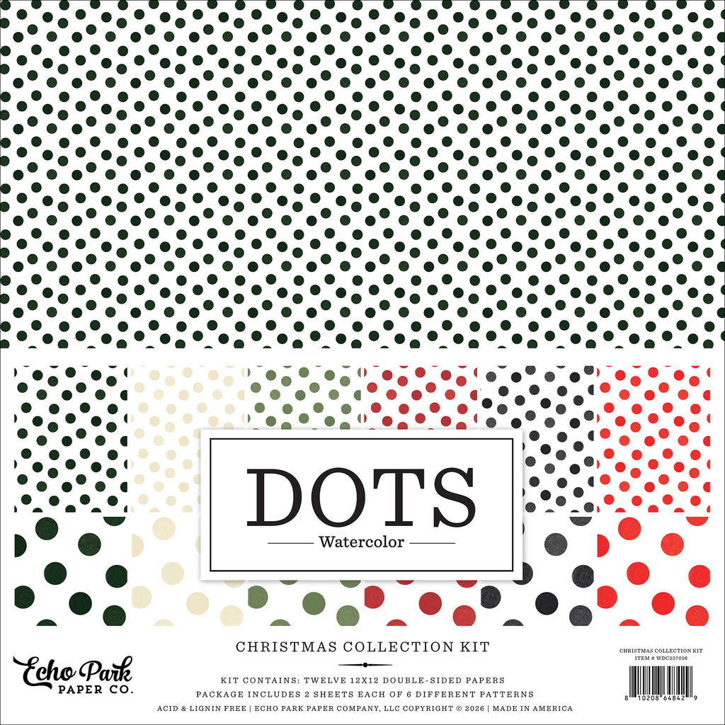 Echo Park Christmas Watercolor Polka Dots 12 x 12 Collection Kit wdc537016