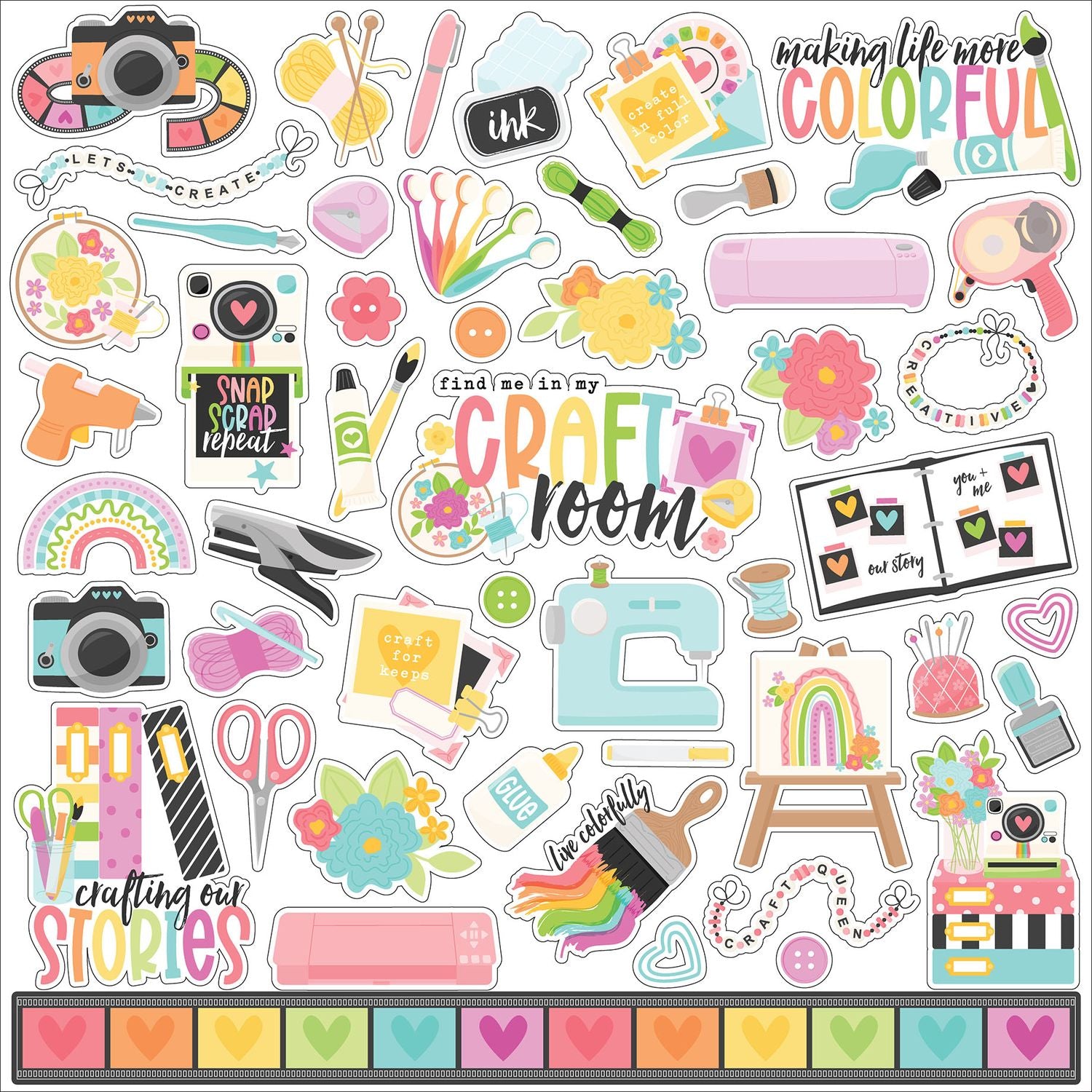Echo Park Craft Room 12 x 12 Collection Kit crm492016 Cardstock Stickers