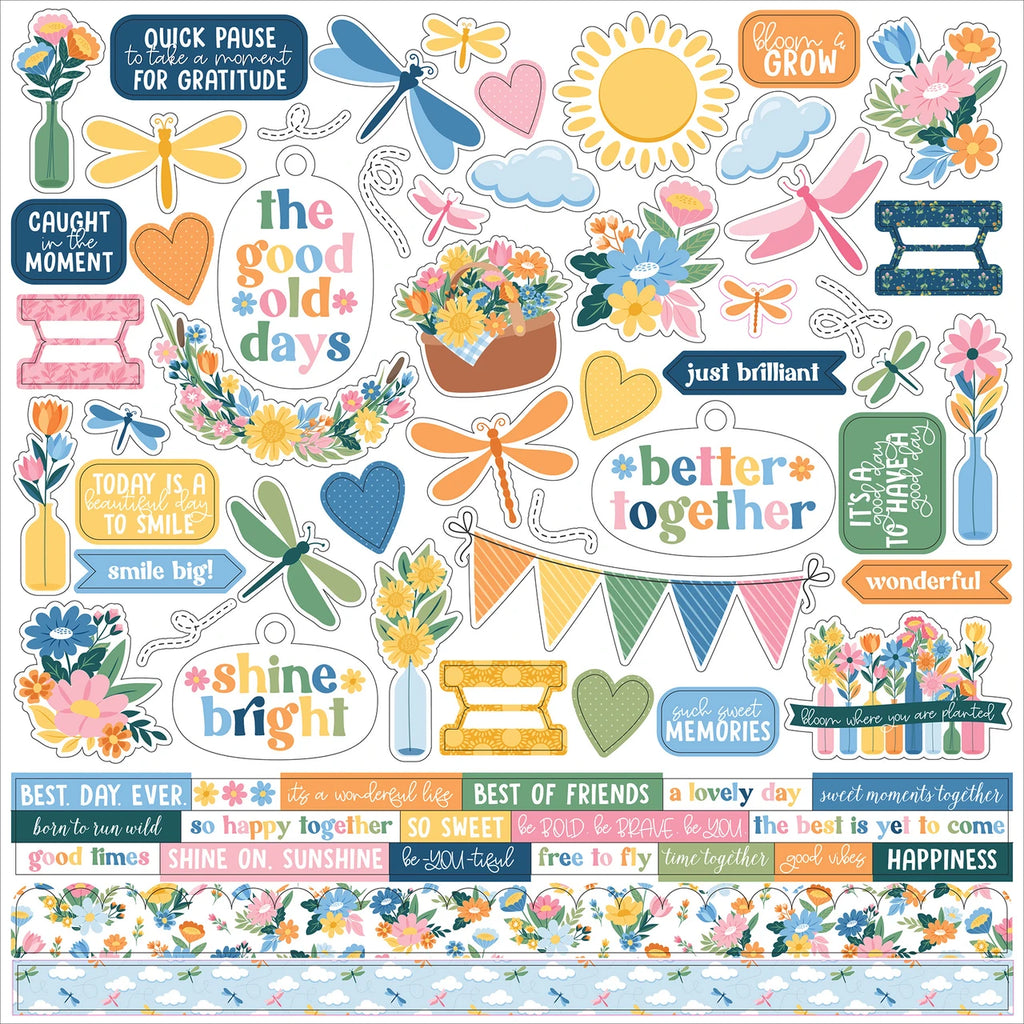 Echo Park Dragonfly 12 x 12 Collection Kit dgf547016 Sticker Sheet