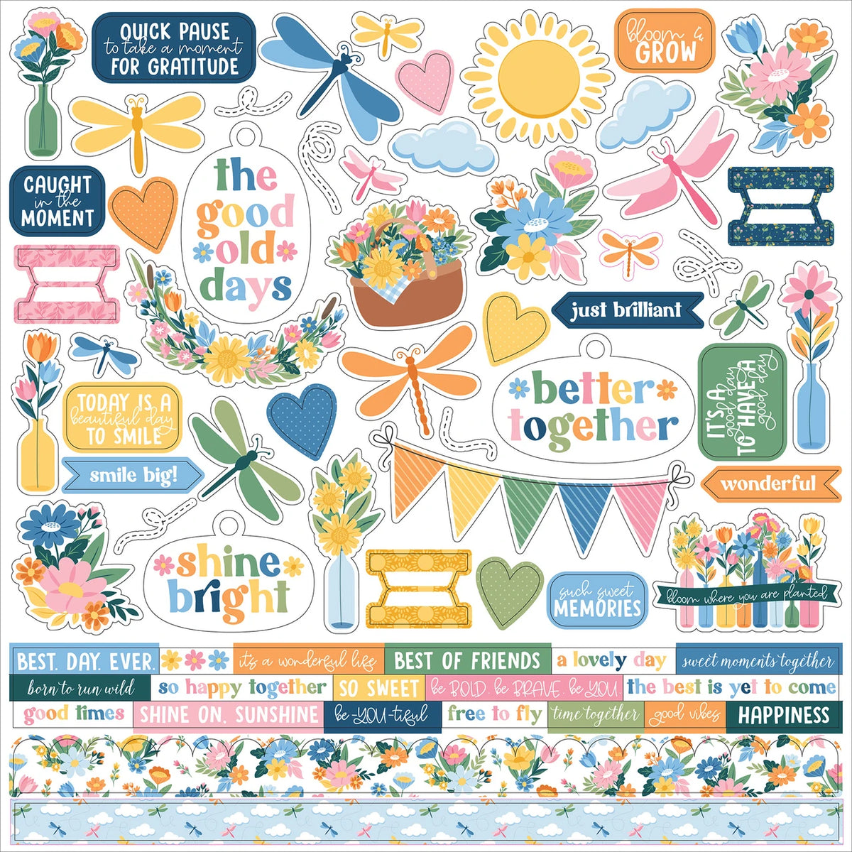 Echo Park Dragonfly 12 x 12 Collection Kit dgf547016 Sticker Sheet