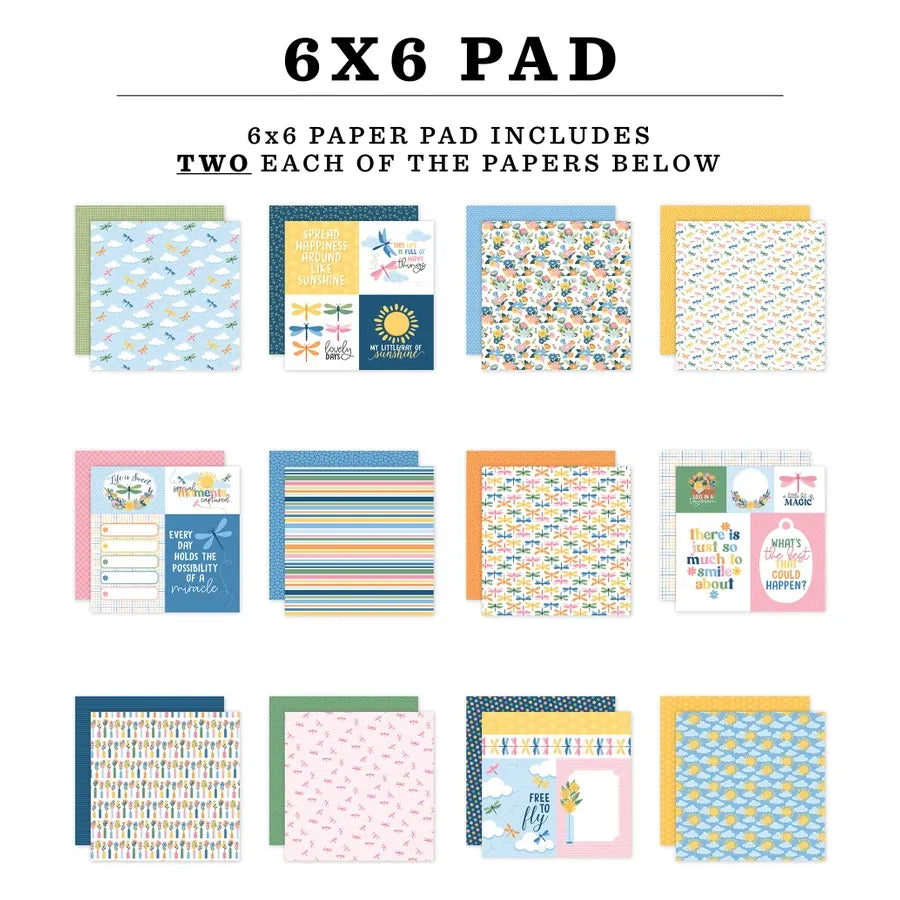 Echo Park Dragonfly 6 x 6 Paper Pad dgf547023 Detailed Pattern Images