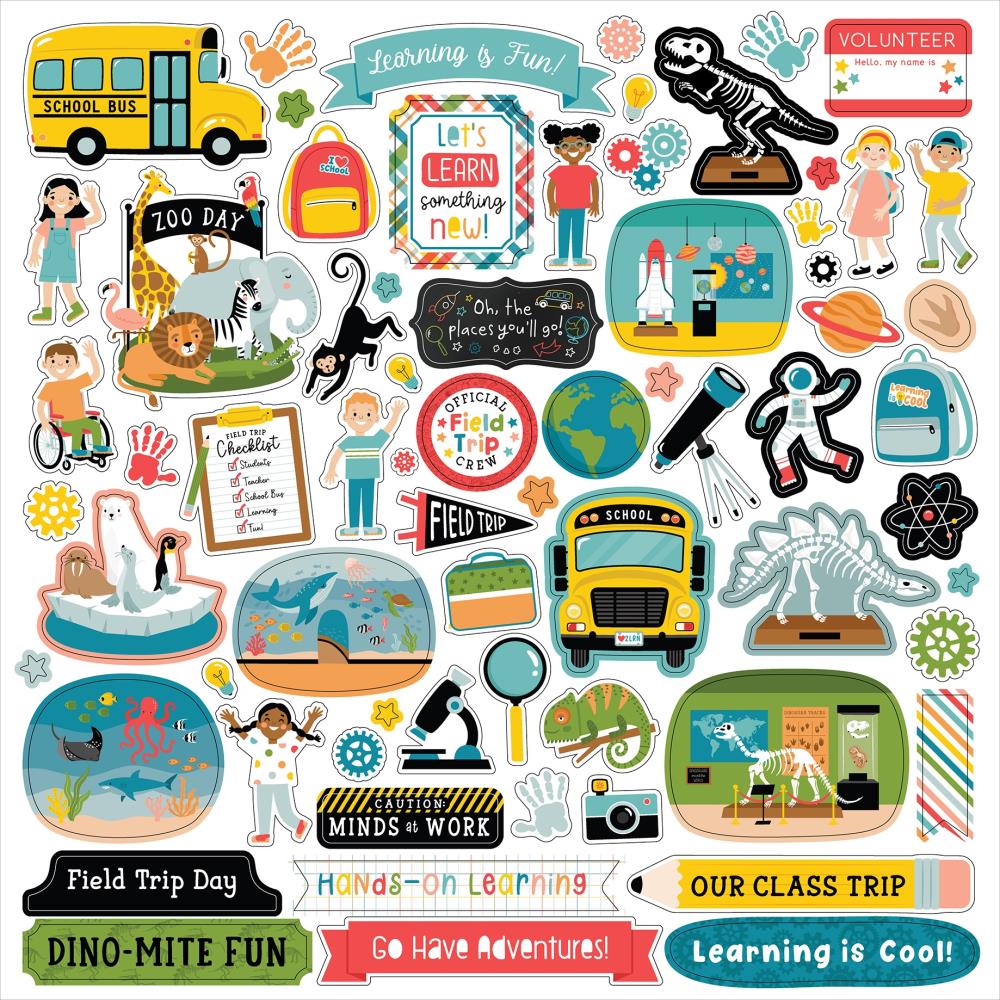 Echo Park Field Trip 12 x 12 Collection Kit ft478016 Cardstock Stickers