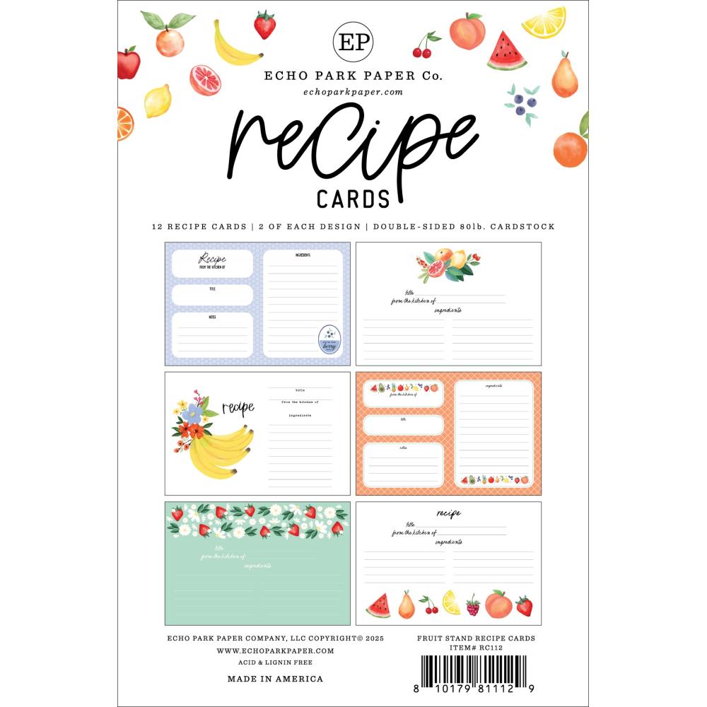 Echo Park Fruit Stand Recipes Cards rc112 Packaging View