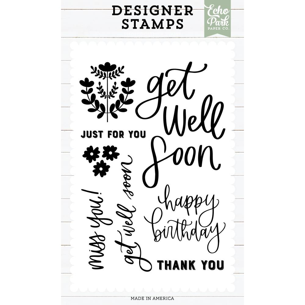 Echo Park Get Well Soon Sentiments Clear Stamps epstamp211
