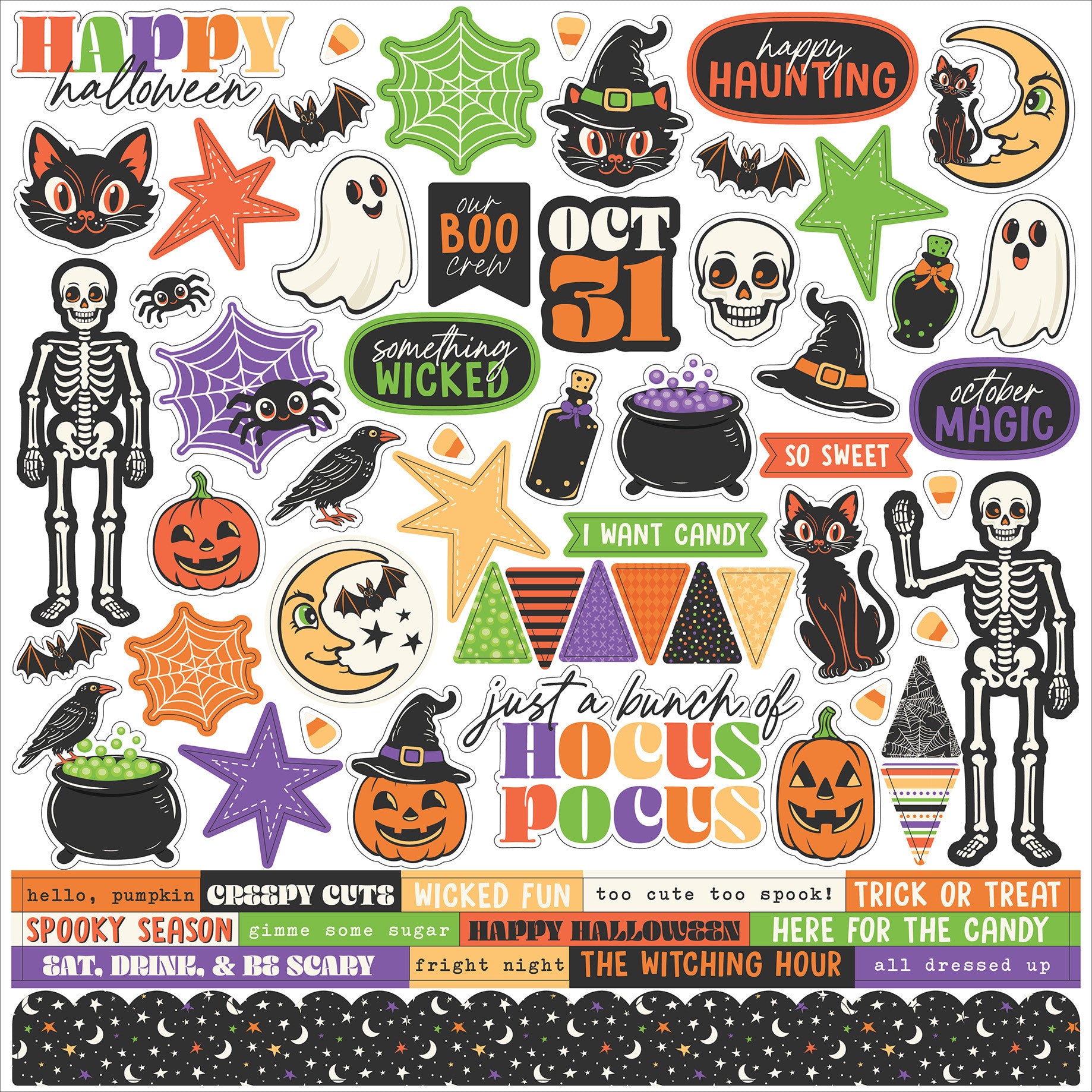 Echo Park Halloween Parade 12 x 12 Collection Kit hpd511016 Stickers