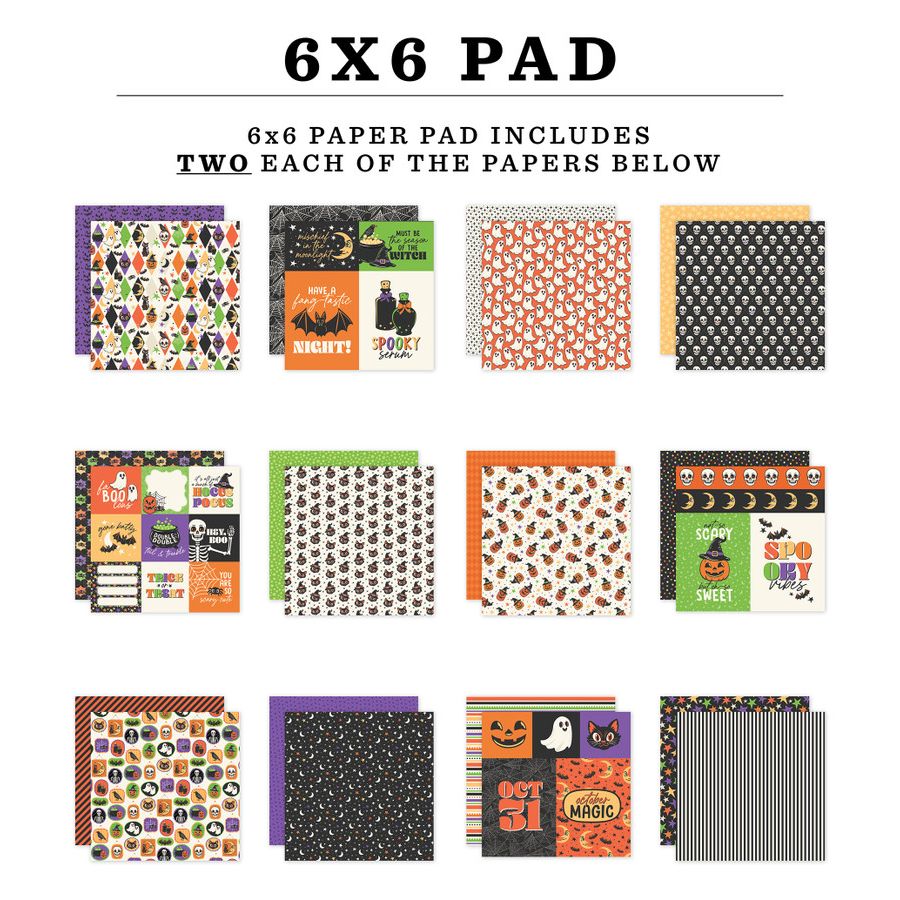 Echo Park Halloween Parade 6 x 6 Paper Pad hpd511023 Image Swatches