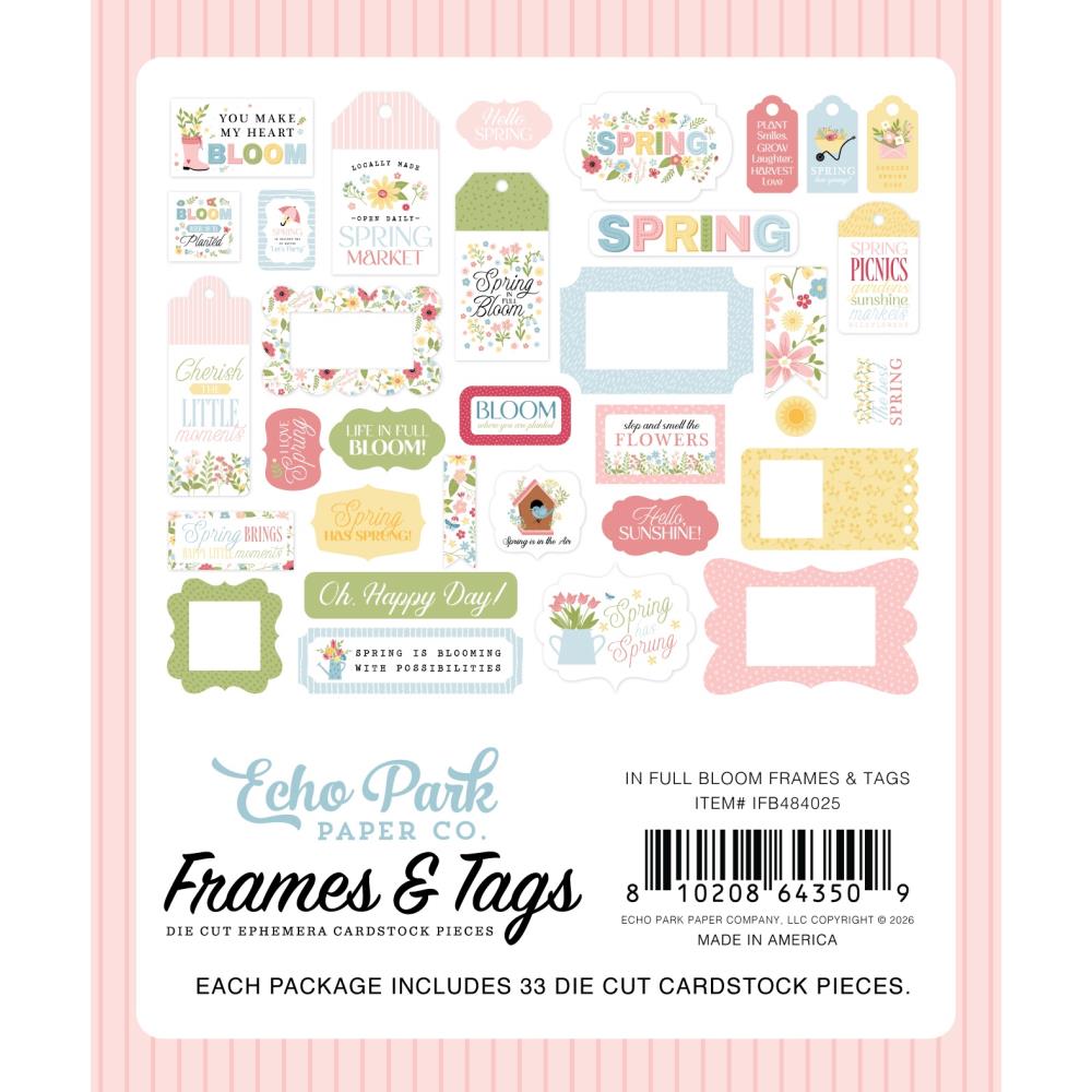 Echo Park In Full Bloom Frames And Tags ifb484025 Spring Sentiments