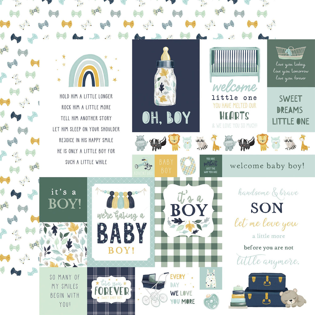 Echo Park It's A Boy 12 x 12 Collection Kit iab278016 Baby Sentiments