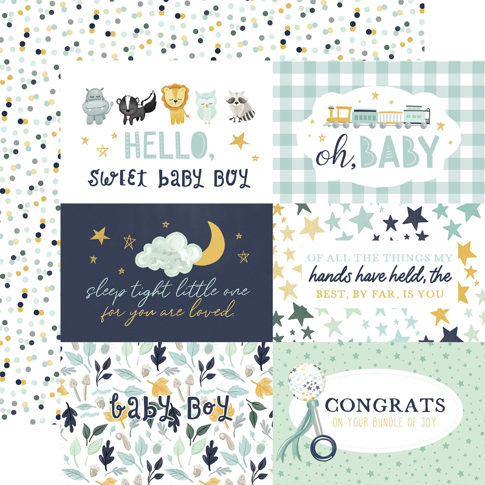 Echo Park It's A Boy 12 x 12 Collection Kit iab278016 Bundle Of Joy Sentiments