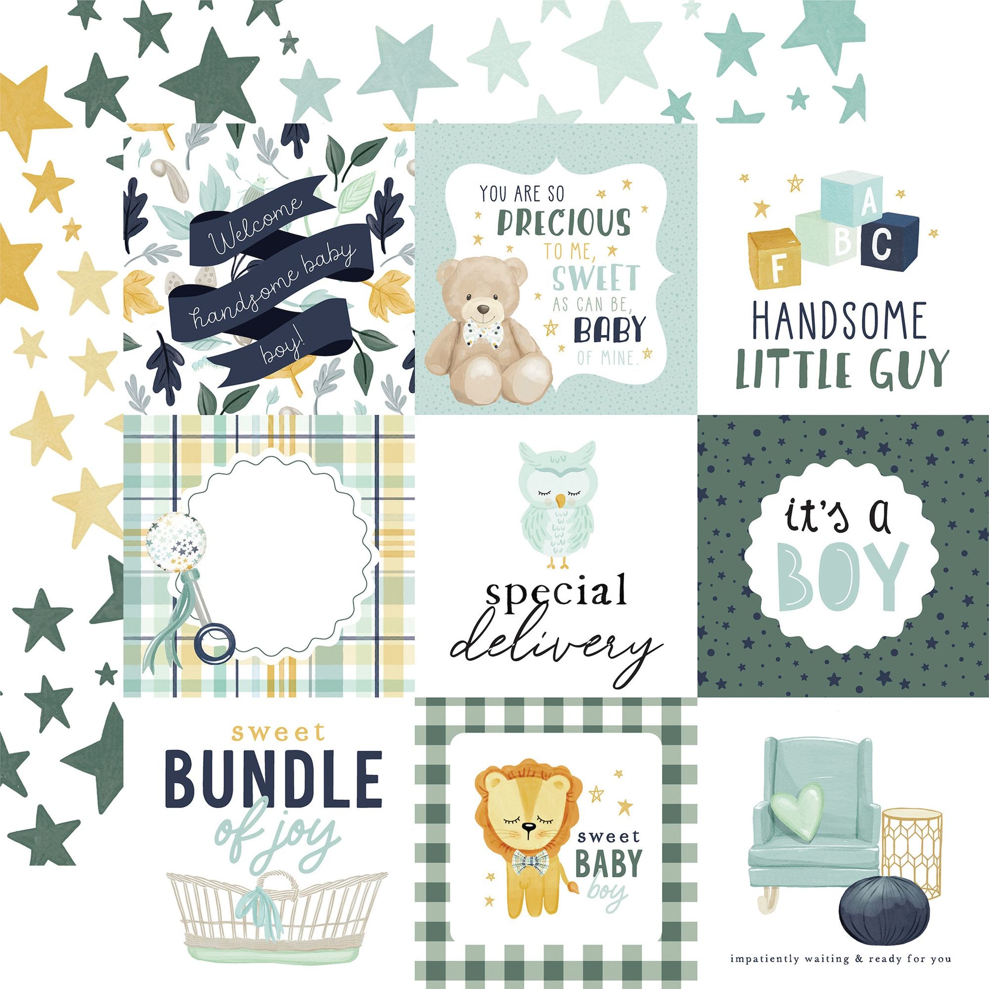 Echo Park It's A Boy 12 x 12 Collection Kit iab278016 Special Delivery Sentiments